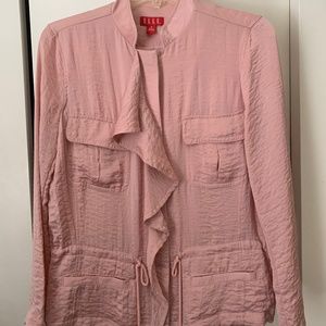 Elle Ruffle Salmon Pink Lightweight Jacket Size Medium